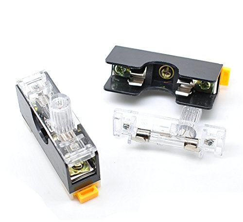 Oiyagai 5pcs Fuse Holders with 10A 250V 6x30mm Glass Fuses, Panel Mount Base, FS101, Circuit Protection for AC Devices