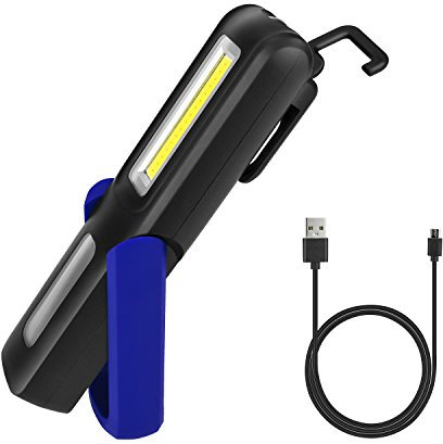 Debonice LED Lampe de Travail USB Rechargeable COB Torche Lampe de Inspection Poche avec Clip Magnétique pour Atelier,Voiture, Travail (bleu)