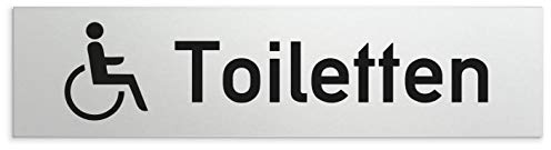 Türschilder24 Aluminium Türschild Behinderten WC Rollstuhl 160 x 40 x 1,5mm (Oberfläche veredelt)