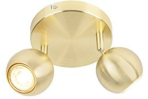 Qazqa Verstellbarer Deckenstrahler, Deckenspot - Gissi - Gold, max. 35W, Geeignet für LED, Rund, 2-flammig, Ideal als Wohnzimmerlampe, Küche lampe und