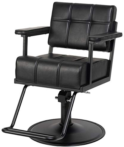 Buy-Rite Obsidian All-Black Professional Salon Styling Chair, Extra-Wide Seat, Tufted Vinyl, Lower Leg Support, Powder-Coated Steel Frame, Hydraulic Base, NIN-5502