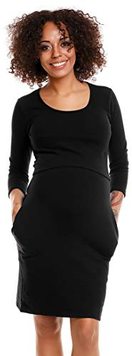 Selente Mummy Love fashionabel mammaklänning (tillverkad i EU) graviditetsklänning mamma-fritidsklänning, 3/4-ärm svart, XXL