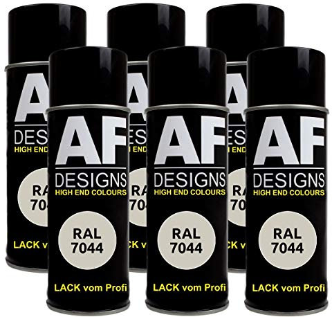 Alex Flittner Designs 6x RAL Lackspray Autolack Buntlack Spraydose RAL7044 SEIDENGRAU seidenmatt