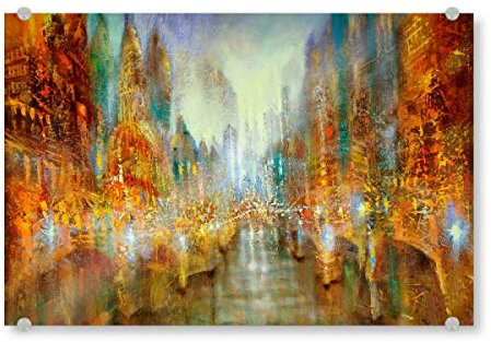 artboxONE Acrylglasbild 45x30 cm Städte Stadt der Lichter Bild hinter Acrylglas - Bild licht freiraum Haus