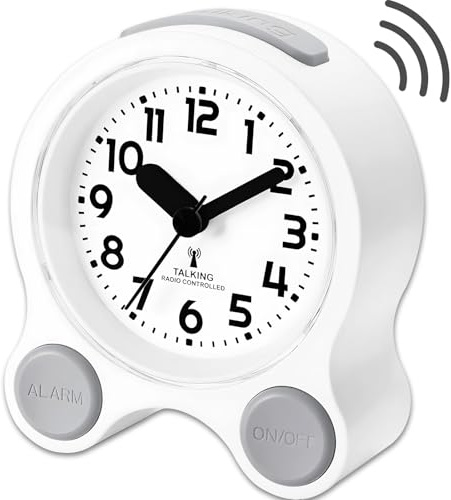 MAUJOY Funksprechende Uhr mit Verstellbarer Weckfunktion für Senioren | Sprachansage von Uhrzeit, Datum, Hintergrundbeleuchtung und 5 tägliche Alarme, einfach zu bedienender Sprachwecker