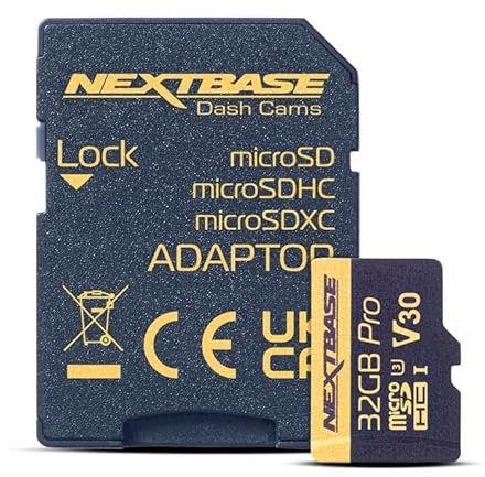 Nextbase 32GB U3 Micro SD Card - Includes Micro SD-to-SD Adapter - Ultra High Speed Memory Card Compatible with Series 1 and 2 Nextbase Dash Cam Range - Dash Camera Accessories