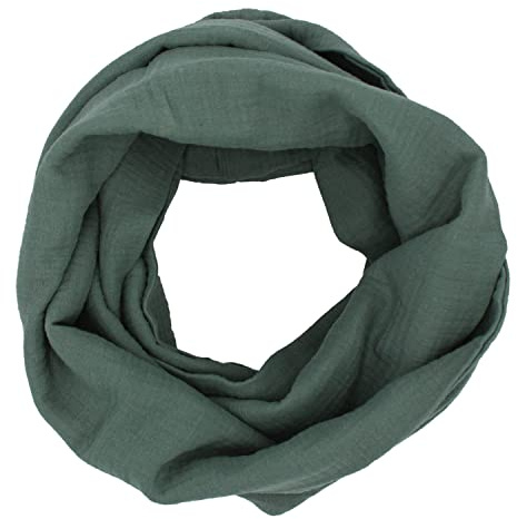 Musselin Loop Schal Schlauchschal 100% feine Baumwolle Damenhalstuch Halstuch Damen Frauen Frühling Herbst ca.160 x 70 cm (minze)