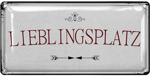 LANOLU Schild Lieblingsplatz Outdoor - LIEBLINGSPLATZ SCHILD Garten - Deko Schilder Garten, Gartendeko Vintage Schilder Metall - Retro Blechschild 17x34 cm
