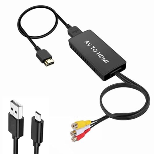 BD&M RCA to HDMI Converter, AV to HDMI, 1080P RCA Composite CVBS Video Audio Converter Adapter Supporting PAL/NTSC for TV/PC/ PS3/ STB/Xbox VHS/VCR/Blue-Ray DVD Players