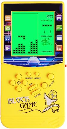 HLF Neuer großer Bildschirm Ziegel Spielkonsole grüne Hintergrundbeleuchtung eingebaute 23 Multi-Mode Spiele Geschwindigkeit und Schwierigkeitsgrad einstellbar (Yellow)