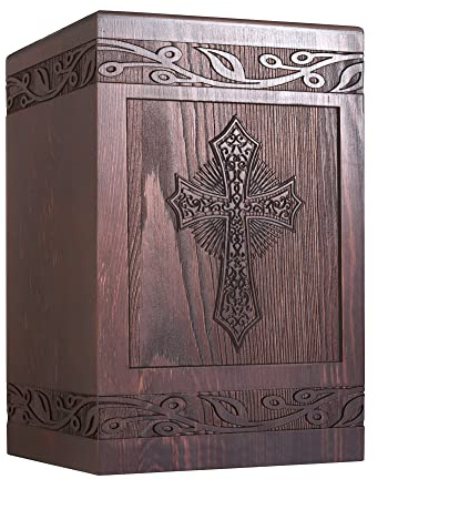 DGDCDV Urnas conmemorativas de cremación para Cenizas humanas, Adultos, machos y Mujeres, Caja de urnas de Cruz Tallada de Madera y ataúd para Cenizas, Hombres, Mujeres y niños, urnas funerarias