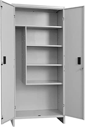 Mondo Viro Kleiderschrank aus Metallblech 2 Türen 3 Einlegeböden mit Schloss (60 x 40 x 180 cm)