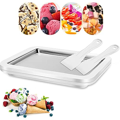 Baotkere Machine à Yaourt Glacé pour Sorbet, Moule à Roulettes, Plaque Froide Instantanée avec 2 Racloirs - Idéale pour Crème Glacée, Gelato, Fruits, Milkshake, Smoothie