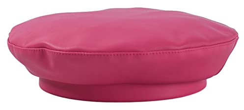 tcax Baskenmütze Damen Herbst-Winter-Hüte Frauen Baskenmützen Einfarbig Pu-Leder Baskenmütze Rose Red Baskenmützen,Pink,56-58 cm