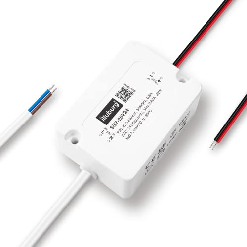 illuburg Transformateur LED 24V 20W Étanche IP67 Compact 65x48x28mm Sans Scintillement LED Bloc d'Alimentation Driver Power Supply