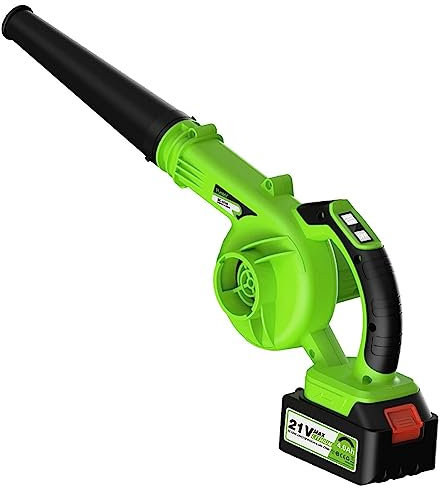 Soffiatore per foglie 2 in 1, aspirapolvere da giardino con batteria da 5,2 Ah, soffiatore per foglie elettrico per la cura del prato, soffiatore per foglie alimentato a batteria, per patio, pulizia