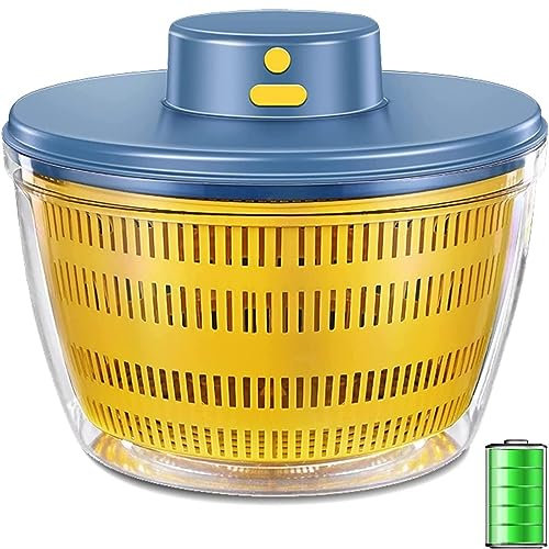 Essoreuse à salade électrique 4L, séchoir à laitue rechargeable par USB, essoreuse à salade automatique, essoreuse de stockage de fruits et légumes de grande capacité, batterie 1200 mAh ( Color : Yell