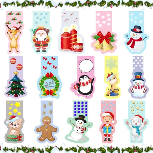 Weihnachten Lesezeichen, 30 Stück Mmagnetische Lesezeichen Kinder, Weihnachtlichem Magnetlesezeichen Niedlichen lesezeichen Clips mit Schneemann, Weihnachtsbaum, Rentier, Weihnachts Geschenke