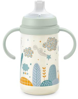 Suavinex, Biberon à Anses, Tasse Apprentissage Bébé avec Bec Souple en Silicone, avec Système Anti-Colique, Gourde Enfant avec Poignées, Antifuites, Compatible Lave-Vaisselle, +6 Mois, 270 ml, Bleu