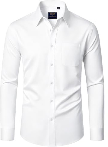 J.VER Hemd Herren Langarm Regular Fit Stretch Business Hemden mit Tasche | Bügelleichtes, Formal, Freizeit, Casual, Atmungsaktiv, für Hochzeit Outdoor Büro Urlaub, für Männer Freund Vater Bruder