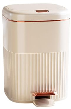 F Fityle Cubo de Basura con Pedal, Cubo de Basura, Cubo de Basura Impermeable, Cubo de Basura para baño, contenedor de Basura para Entrada y Dormitorio, Dorado Blanco 8L