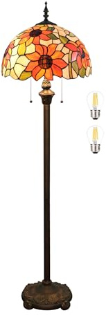 Bidesen Tiffany Stehlampe Gelb Liaison Buntglas Stehende Leselampe 16 Zoll Antike Ecke Lampe Dekor Schlafzimmer Wohnzimmer Home Office (A5)