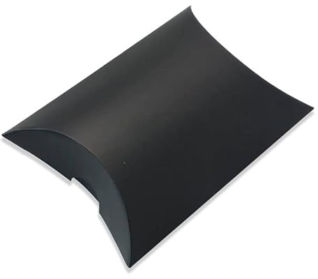 100 Stück Kraftpapier Geschenkkartons, 9 * 6 * 2.5cm Vintage Gastgeschenke Weihnachten Geschenke Boxen Kleine Geschenkschachteln mit Juteschnur Kissen Form für Süßigkeiten, Schmuck Partys -Schwarz