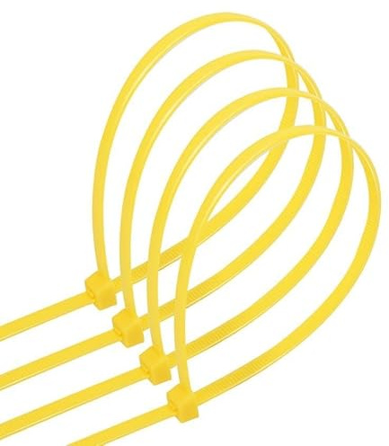 bridas de poliamida 7,2 x 500 mm, paquete de 20, color amarillo, ideales para organización y sujeción de cables y objetos.