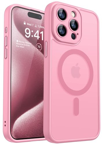 CANSHN für iPhone 15 Pro Max Hülle mit Kameraschutz, Rosa