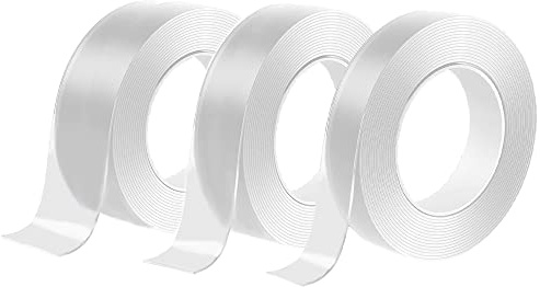 Oufdj-iPro 3er-Set transparentes Acryl-Klebeband mit verschiedenen Breiten, wasserdicht, 10 mm, 30 mm und 50 mm Doppelseitiges Nano-Klebeband-Set