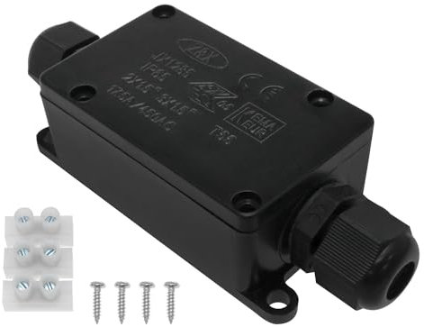 LoveIysp Lovelysp IP65 Waterproof Junction Box Black 2 Way Plastic PG9 Junction Box Waterproof Outdoor External 2 Way Electrical Junction Box Outdoor Underground Cable Connector 1 PCS