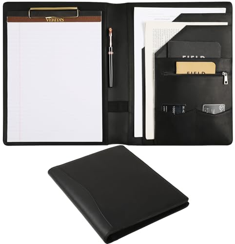 GZRHKJ Portfolio-Mappe aus echtem Leder, für Linkshänder, Business-Organizer, Lebenslauf-Ordner, A4-Dokumentenmappe, Rechtsblock-Padfolio für Damen und Herren