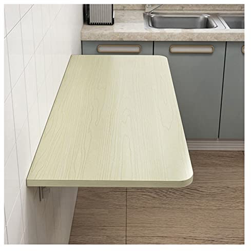 MYVVKIA Klappbarer Wandtisch aus Holz, Klappbarer Arbeitstisch, Esstisch mit Halterungen zum Platzsparen