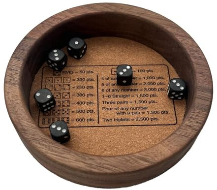 Farkle Würfeltablett - Würfelbrett aus | Rundes Würfeltablett | Klassisches Würfelbrettspiel | Würfelbrett aus mit sicheren Kanten zum Rollen der Würfel für das Spiel