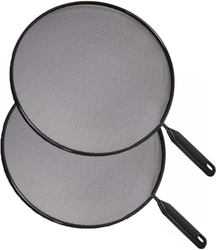 YSAMAX Splatter Screen Splash Guard Black Set, Stainless Steel Splatter Screen, Cooking Pot Frying Pan, Heat-Resistant, Stability and Durability, Comfortable and Secure Grip, (21cm)