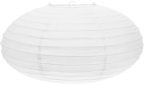 KITANDOVE Lampenschirm Rund Weiß Papier Laterne Classic Bamboo Style Gerippter Lampenschirm Deko für Party Garten Hochzeit Dekoration 40cm