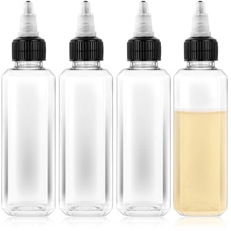 Qianyu 4 bottiglie per olio da spremere con tappo a vite, contenitore per condimenti liquidi a prova di perdite, per salsa di soia, aceto, sciroppo, ketchup, artigianato, cucina, casa