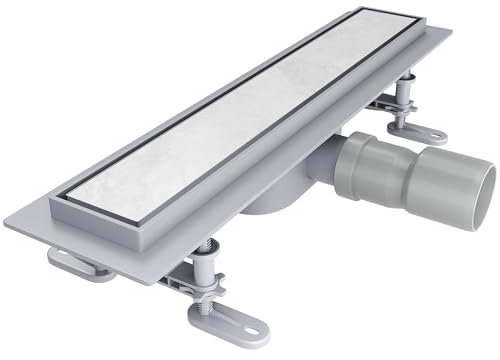 SIRHONA Caniveau de Douche Italienne Acier Inoxydable 50 cm Siphon Sol D'évacuation le Modèle 2 en 1 à Carreler Drain de Douche Rectangulaire Extra Plat Argent