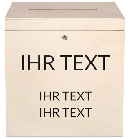 Creative Deco Kartenbox Hochzeit Personalisiert Holzkiste mit Deckel | 29 x 25 x 30 cm (+/- 0,5 cm) | Geldbox mit Wunschtext | Geldgeschenke Box Holzbox mit Schlitz Geschenkkarten Geldbox Briefbox