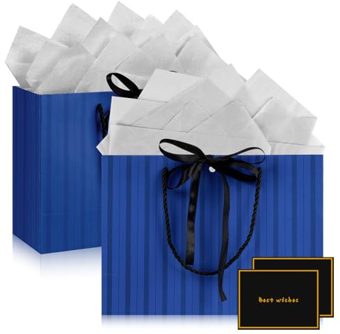 Mifferer Geschenktüt, 2 Stück Papier-Tüten mit Taschentuch und Karten, für Frauen, Mädchen, Brautjungfern, Geburtstage, Valentinstag und Hochzeitsfeiern