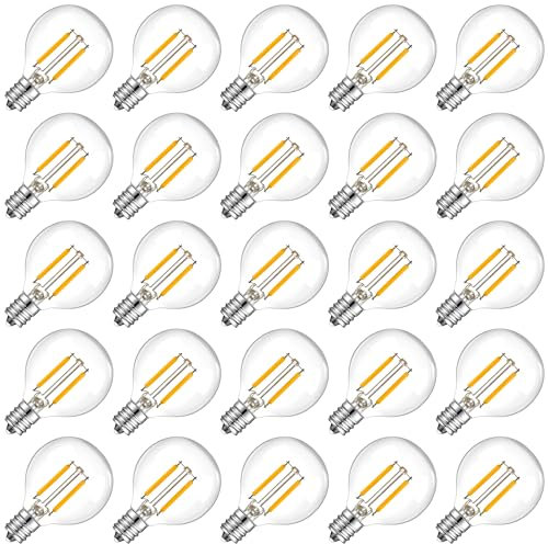 Hcnew Lampadine G40 E12 LED per Catena Luminosa Esterno in Vetro Trasparente, 1,5 W equivalenti a 10 W, Bianco Caldo 2200 K, Luci a Catena per Feste, Giardini, Matrimoni