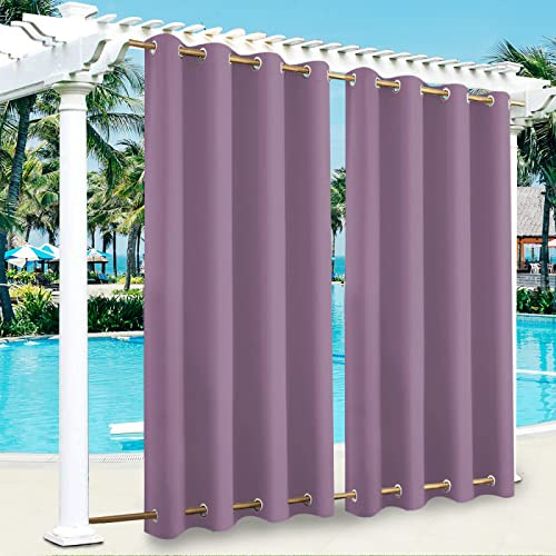 Rideau d'extérieur imperméable avec double œillet pour jardin, terrasse, isolation thermique et coupe-vent, 304,8 x 223,5 cm, lilas