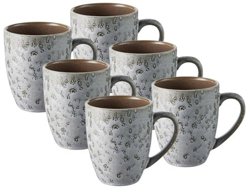 BITZ Becher mit Henkel matt Grey/Shiny Grey 0,3l Set6