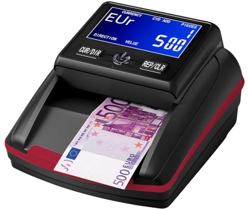 Rilevatore Banconote False e Conta 2 in 1, STANEW con Batteria Ricaricabile per il Contatore di Rilevatore di banconote false professionali, design nero e rosso
