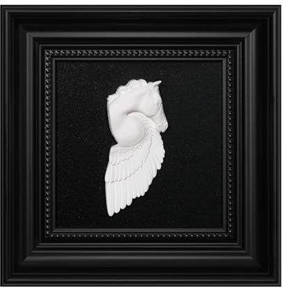 FOLKOR LIFE Black and White Framed Wall Art Sculpture Classic Pegasus