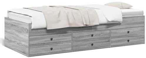 Fasba Tagesbett, Gästebett mit 6 Schubladen mit Rollen, Schlafsofa für Schlafzimmer, Bettsofa Sofabett Daybed Bett, Grau Sonoma 90x190cm Holzwerkstoff
