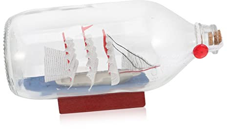 Holibanna Mediterranean Style Sailing Boat Glass Bottle Sailboat Model Decor for Desktop Unique Drift Bottle Idea