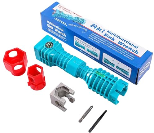 VIVIWI Clé à pipe multifonction 24 en 1 pour robinet, évier, réparation efficace de plomberie dans les cuisines et la salle de bain