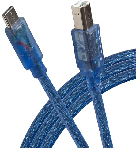 Maplin USB-C to USB-B Male Braided Cable, 1m