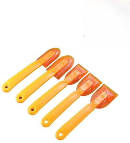 Juego de 5 herramientas de calafateo de goma, espátula selladora reutilizable y esparcidor de calafateo de silicona, mango de PVC en ángulo para un agarre cómodo, resistente a los arañazos